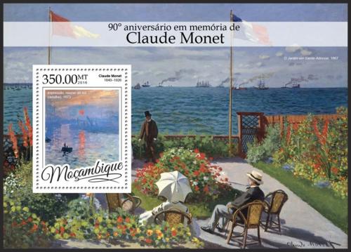 Potovn znmka Mosambik 2016 Umn, Claude Monet Mi# Block 1171 Kat 20