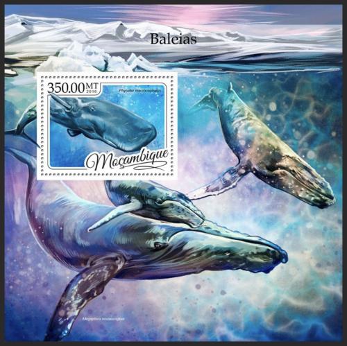 Poštovní známka Mosambik 2016 Velryby Mi# Block 1199 Kat 20€