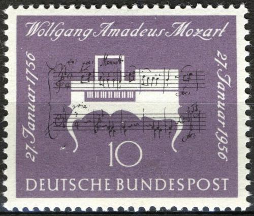 Potovn znmka Nmecko 1956 Klavr, Wolfgang Amadeus Mozart Mi# 228