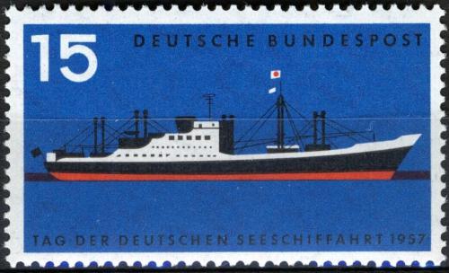 Poštovní známka Nìmecko 1957 Moderní nákladní loï Mi# 257