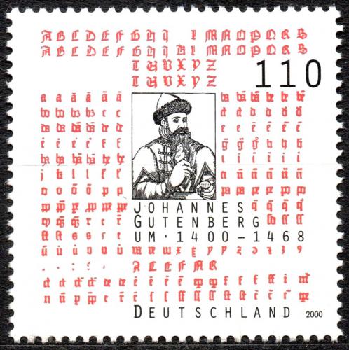 Potovn znmka Nmecko 2000 Johannes Gutenberg Mi# 2098 - zvtit obrzek