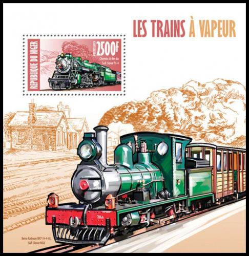 Poštovní známka Niger 2013 Parní lokomotivy Mi# Block 201 Kat 10€