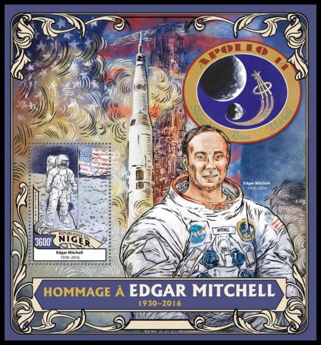 Potovn znmka Niger 2016 Edgar Mitchell, kosmonaut Mi# Block 522 Kat 14