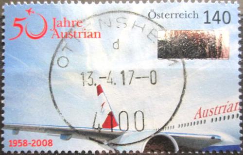 Potovn znmka Rakousko 2008 Austrian Airlines, 50. vro Mi# 2718