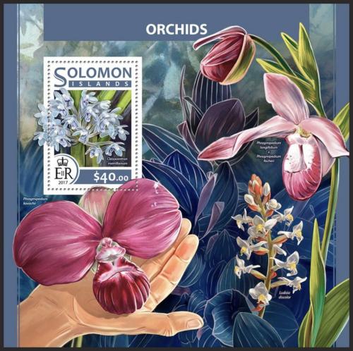 Potovn znmka alamounovy ostrovy 2017 Orchideje Mi# Block 636 Kat 12