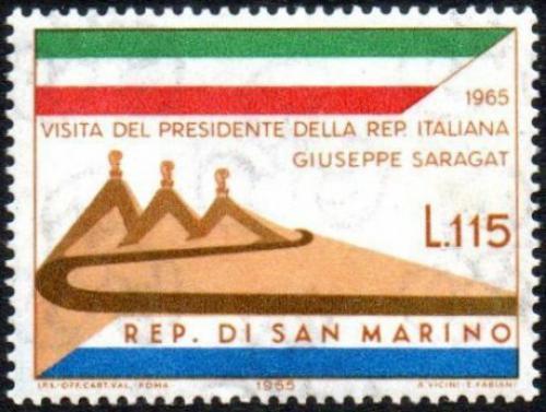 Poštovní známka San Marino 1965 Návštìva italského prezidenta Mi# 849