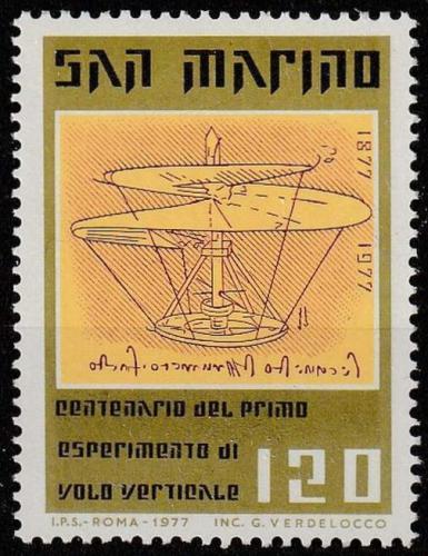 Poštovní známka San Marino 1977 Model letadla, Leonardo da Vinci Mi# 1144