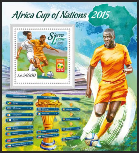 Poštovní známka Sierra Leone 2015 Africký pohár ve fotbale Mi# Block 886 Kat 11€