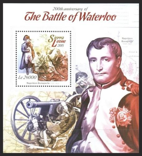 Poštovní známka Sierra Leone 2015 Bitva u Waterloo, Napoleon Mi# Block 757 Kat 11€