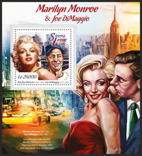 Potovn znmka Sierra Leone 2015 Marilyn Monroe a J. DiMaggio Mi# Block 891 Kat 12