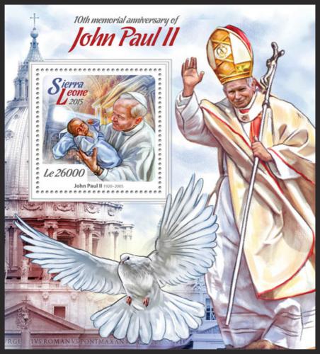 Potovn znmka Sierra Leone 2015 Pape Jan Pavel II. Mi# Block 772 Kat 12