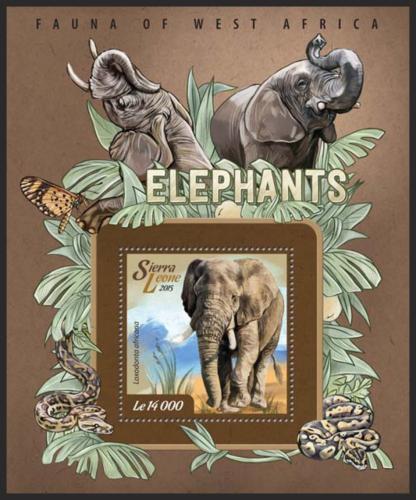 Poštovní známka Sierra Leone 2015 Slon africký Mi# Block 739