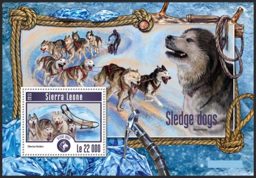 Poštovní známka Sierra Leone 2015 Tažní psi Mi# Block 775 Kat 10€