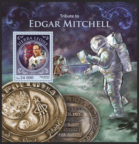 Potovn znmka Sierra Leone 2016 Edgar Mitchell, kosmonaut Mi# Block 929 Kat 11