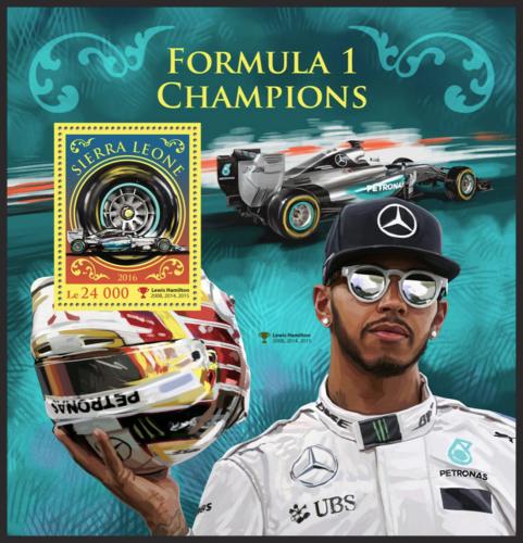 Poštovní známka Sierra Leone 2016 Formule 1, Lewis Hamilton Mi# Block 1056 Kat 11€