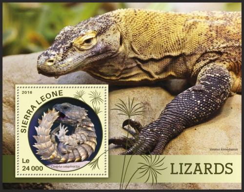 Poštovní známka Sierra Leone 2016 Ještìrky Mi# Block 899 Kat 11€