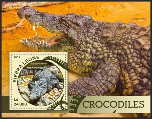 Poštovní známka Sierra Leone 2016 Krokodýl nilský Mi# Block 898 Kat 11€