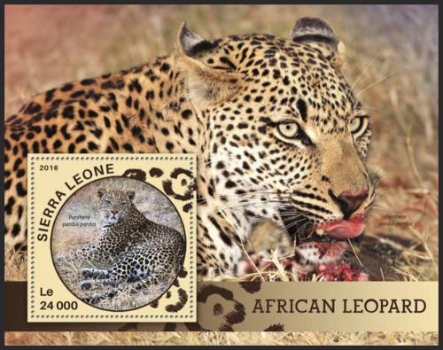 Poštovní známka Sierra Leone 2016 Levharti Mi# Block 912 Kat 11€