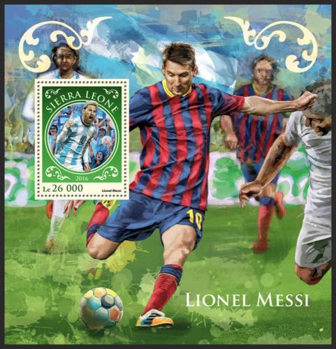 Poštovní známka Sierra Leone 2016 Lionel Messi, fotbalista Mi# Block 1074 Kat 12€