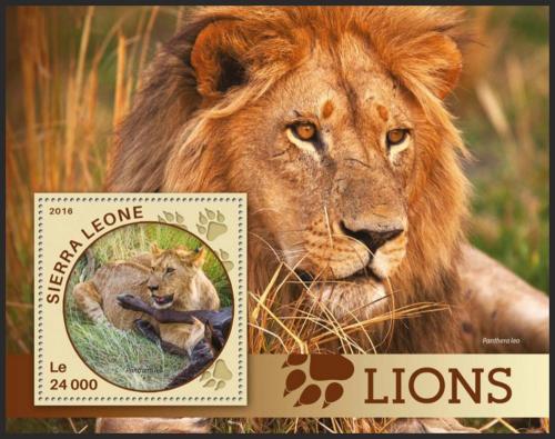 Poštovní známka Sierra Leone 2016 Lvi Mi# Block 913 Kat 11€