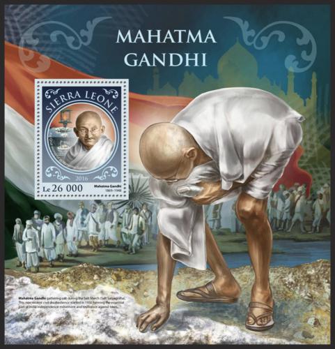 Poštovní známka Sierra Leone 2016 Mahátma Gándhí Mi# Block 1068 Kat 12€