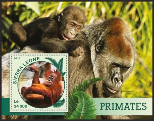 Poštovní známka Sierra Leone 2016 Opice Mi# Block 914 Kat 11€