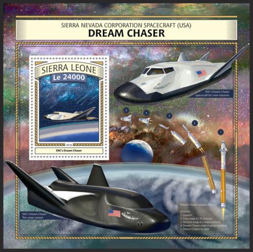Potovn znmka Sierra Leone 2016 Raketopln Dream Chaser Mi# Block 1087 Kat 11