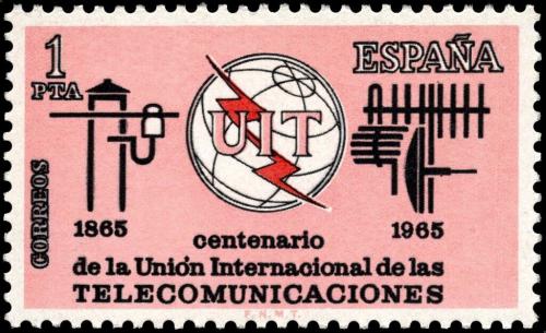 Potovn znmka panlsko 1965 ITU, 100. vro Mi# 1551 - zvtit obrzek