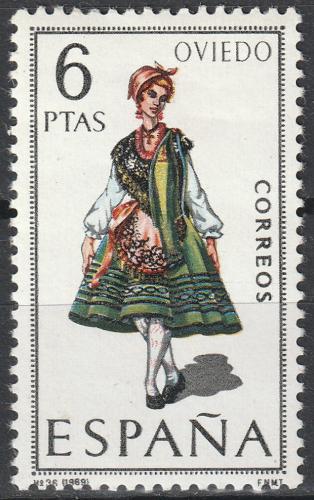 Potovn znmka panlsko 1969 Lidov kroj Oviedo Mi# 1843 - zvtit obrzek