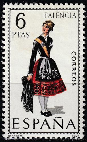 Potovn znmka panlsko 1970 Lidov kroj Palencia Mi# 1844 - zvtit obrzek
