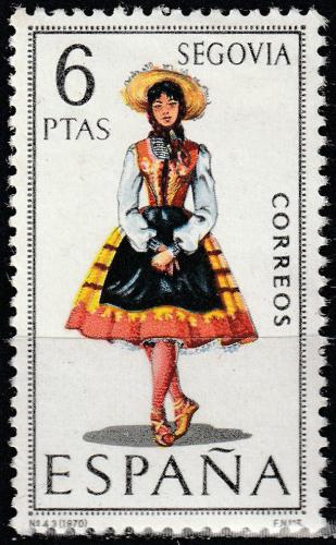 Potovn znmka panlsko 1970 Lidov kroj Segovia Mi# 1871