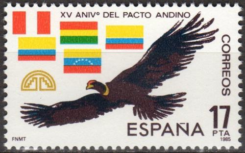 Poštovní známka Španìlsko 1985 Kondor a vlajky Mi# 2663