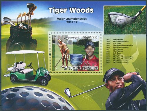 Potovn znmka Svat Tom 2008 Tiger Woods, golf Mi# Block 659 Kat 12