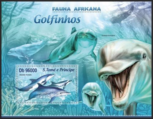 Poštovní známka Svatý Tomáš 2013 Delfíni Mi# Block 890 Kat 10€