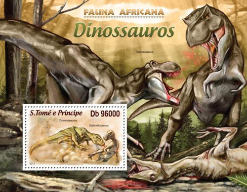Poštovní známka Svatý Tomáš 2013 Dinosauøi Mi# Block 876 Kat 10€