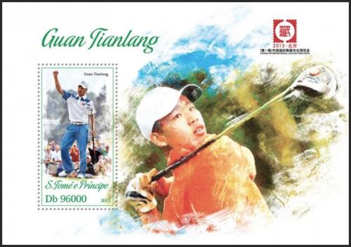 Potovn znmka Svat Tom 2013 Guan Tianlang, golf Mi# Block 910 Kat 10