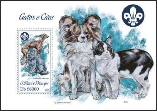Poštovní známka Svatý Tomáš 2013 Koèky a psi Mi# Block 896 Kat 10€
