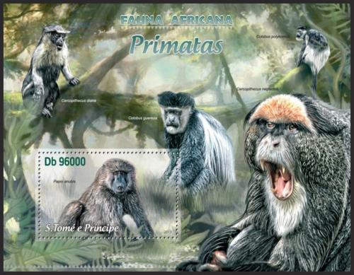 Poštovní známka Svatý Tomáš 2013 Opice Mi# Block 889 Kat 10€
