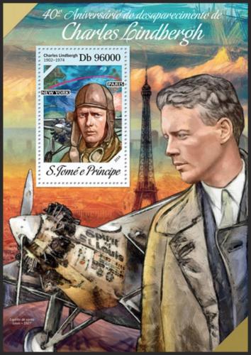 Potovn znmka Svat Tom 2014 Charles Lindbergh, letadla Mi# Block 967 Kat 10