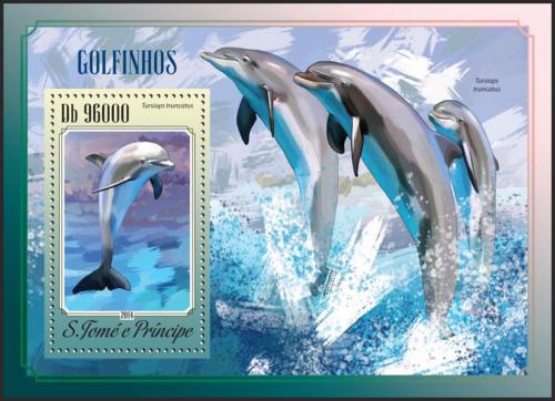 Poštovní známka Svatý Tomáš 2014 Delfíni Mi# Block 1038 Kat 10€