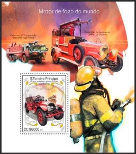 Poštovní známka Svatý Tomáš 2014 Hasièská auta Mi# Block 985 Kat 10€