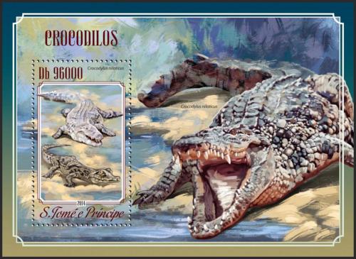Poštovní známka Svatý Tomáš 2014 Krokodýli Mi# Block 1017 Kat 10€ 
