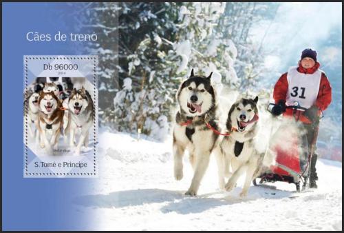Poštovní známka Svatý Tomáš 2014 Tažní psi Mi# Block 1008 Kat 10€