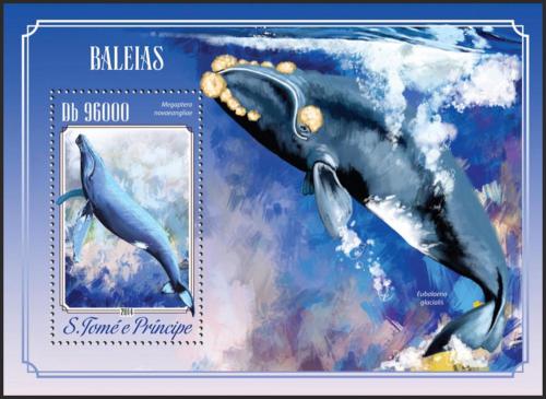 Poštovní známka Svatý Tomáš 2014 Velryby Mi# Block 1024 Kat 10€