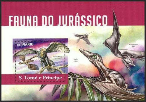 Poštovní známka Svatý Tomáš 2015 Dinosauøi Mi# Block 1093 Kat 10€