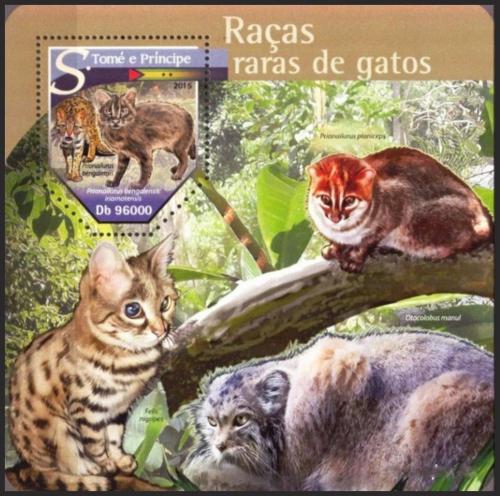 Poštovní známka Svatý Tomáš 2015 Vzácné koèky Mi# Block 1138 Kat 10€