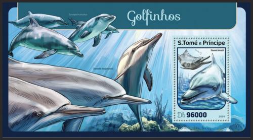 Poštovní známka Svatý Tomáš 2016 Delfíni Mi# Block 1223 Kat 10€
