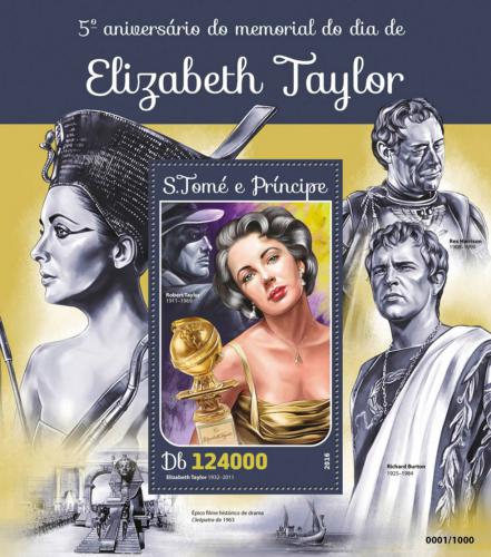 Poštovní známka Svatý Tomáš 2016 Elizabeth Taylor Mi# Block 1170 Kat 12€