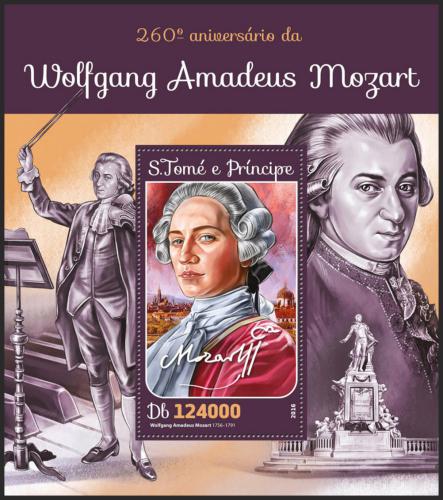Potovn znmka Svat Tom 2016 Wolfgang Amadeus Mozart Mi# Block 1153 Kat 12 