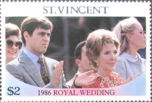 Potovn znmka Svat Vincenc 1986 Princ Andrew a Nancy Reagan Mi# 973